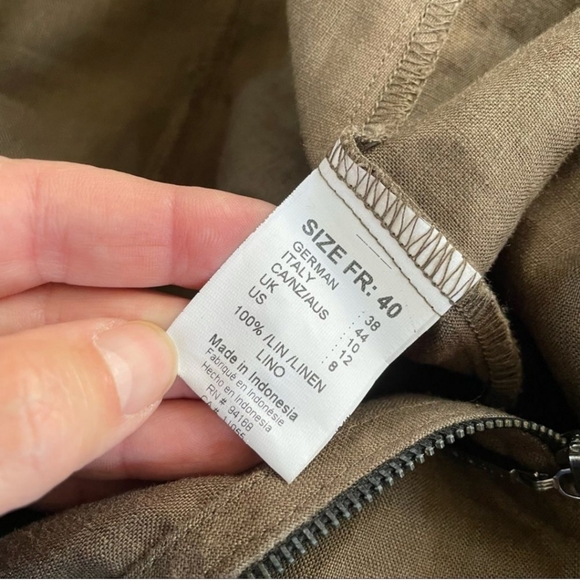 Animale Mocha Linen Asymmetrical Zip Sheath Dress Bucket Pockets 8 modern - Picture 13 of 13